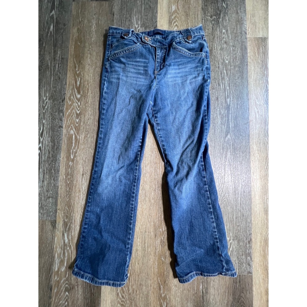 Jeanstar Bootcut Jeans Women 8 Petite Blue Medium Wash Flap Pocket Stretch